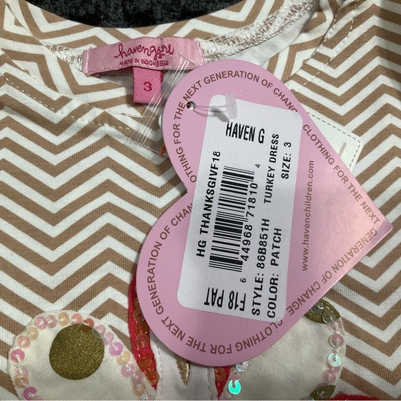 Haven Girl girls coral orange pink tank ivory Thanksgiving turkey dress 3 - Picture 3 of 5